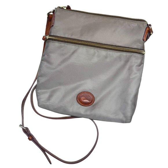 Vintage Dooney & Bourke Grey Nylon Crossbody Bag Leather Trim - Picture 5 of 17
